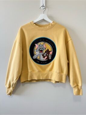 Vintage Style Tom & Jerry Cropped Sweatshirt Size M